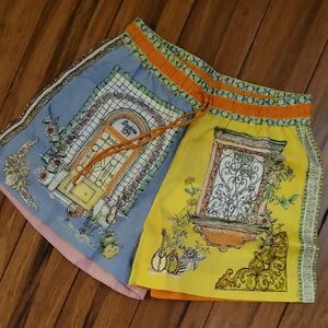 Alemais Multicolor Graphic Print Linen Shorts